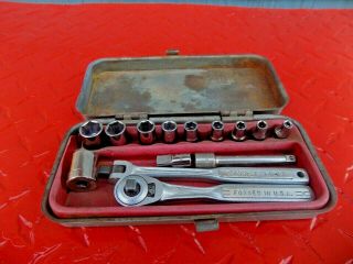 Vintage Craftsman 1/4  Dr.  Socket Wrench Set,  14pc,  With Metal Case,  Forged In Usa
