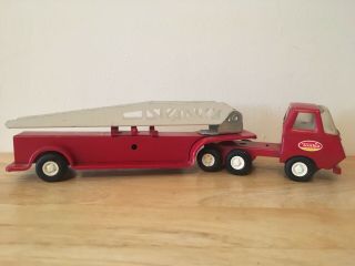 Vintage Red Tonka Truck 55010 Fire Truck Semi Metal With Trailer