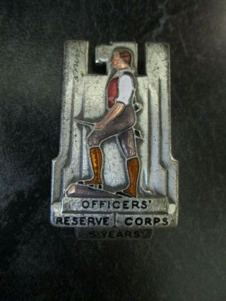 Vintage Officers Reserve Corps 5 Years Service Pin - Military Ww2 Era