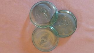 Vintage 3 Mason Jar Ball Ideal Atlas Replacement Glass Lids For Wire Bale