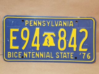 Vintage Pennsylvania Auto License Plate No Sticker - Bicentennial Plate