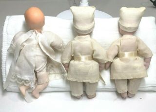 3 Vintage Miniature BISQUE PORCELAIN Jointed Baby Dolls 2
