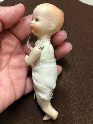 3 Vintage Miniature BISQUE PORCELAIN Jointed Baby Dolls 4