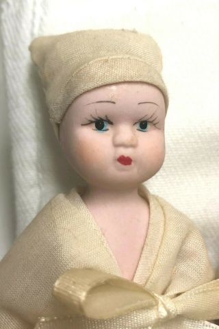 3 Vintage Miniature BISQUE PORCELAIN Jointed Baby Dolls 7