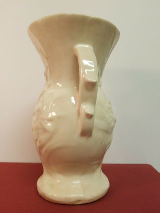 Vintage MCCOY Pottery White Peacock Bird of Paradise Double Handles Vase 5038 2