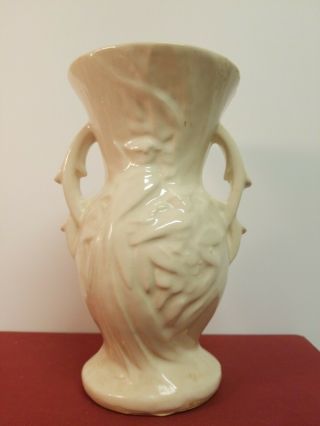 Vintage MCCOY Pottery White Peacock Bird of Paradise Double Handles Vase 5038 3