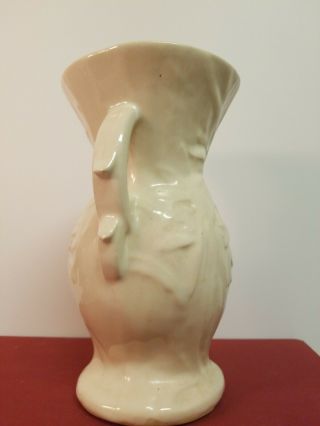Vintage MCCOY Pottery White Peacock Bird of Paradise Double Handles Vase 5038 4
