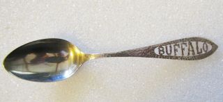 Souvenir Spoon Vintage Early 1900 Sterling Silver Large Buffalo Hallmarked