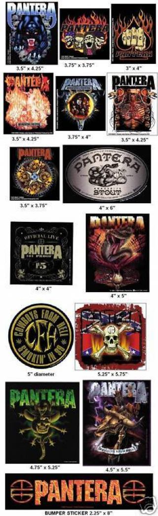 Pantera Cfh Dimebag Darrell Vintage Metal Vinyl Sticker Set Bumper Decal -