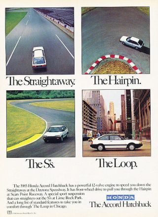 1985 Honda Accord - Hatchback - Classic Vintage Advertisement Ad D03