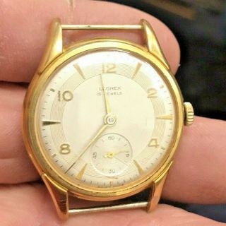 Old Vintage Leonex Swiss Gold Plated Mens Watch 15 Jewels Wristwatch No Strap