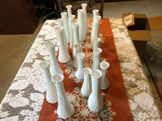 Set of 20 Vintage White Milk Glass vases,  Wedding 2