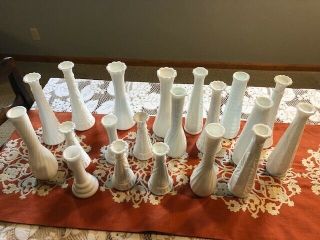 Set of 20 Vintage White Milk Glass vases,  Wedding 3