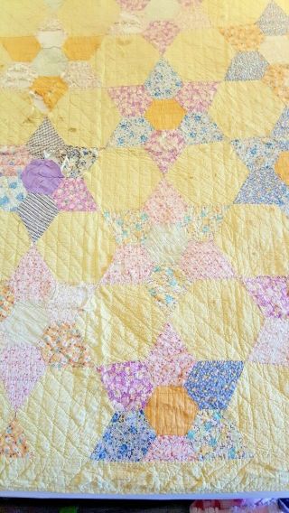 Vintage Patchwork Quilt Shabby Cutter 65x75 " Feedsack - Good For Crafts (6)