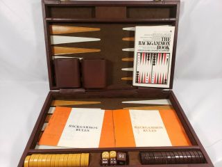 Backgammon Vintage Game Set In Suede Suitcase With Book
