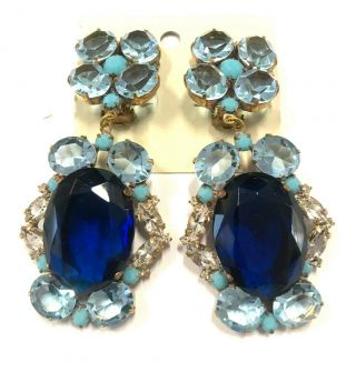 Vintage Jewelry Rhinestone Clips Earrings Xxl C - 314