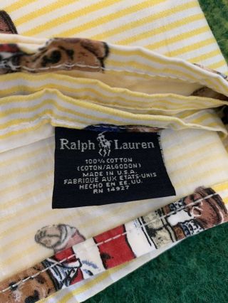 Ralph Lauren Polo Bear University Vintage Sheet Set Twin Size Fitted & Flat USA 3