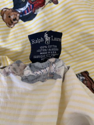 Ralph Lauren Polo Bear University Vintage Sheet Set Twin Size Fitted & Flat USA 5