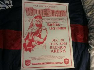 Willie Nelson 1980 Lone Star Reunion Arena Holiday Poster Nmint Rare Vtg