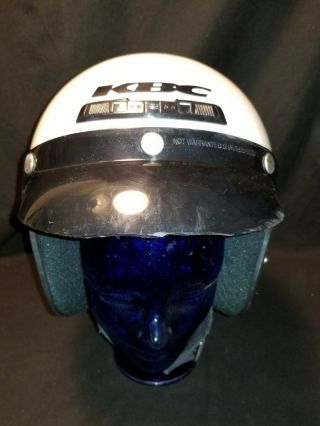 Vtg White Motorcycle Motorbike Helmet Medium Dot Kbc Tk101s Open Face Snell M90