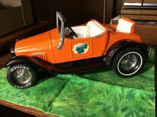 Vintage Nylint Ford Model T Roadster,  Pressed Steel With Rumble Seat Orange 1960