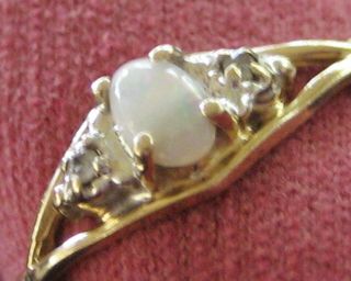 Scrap Or Wear Vtg 10k Yellow Gold Diamond Opal Ring - - Signed 1.  1 Gr