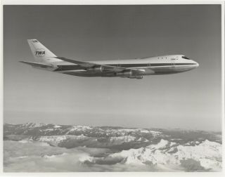 Large Vintage Photo - Twa Trans World Airlines B747 N9303 In - Flight