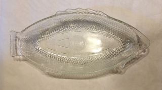 Vintage Glasbake Clear Glass Fish Shaped Bowl Dish 4141 18”
