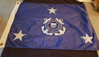 Vintage Us Coast Guard Nylon Flag Pennant Banner Navy Sail Blue/white