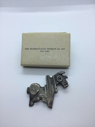Vintage Metropolitan Museum Of Art Mma Silver Primitive Donkey Horse Brooch Pin