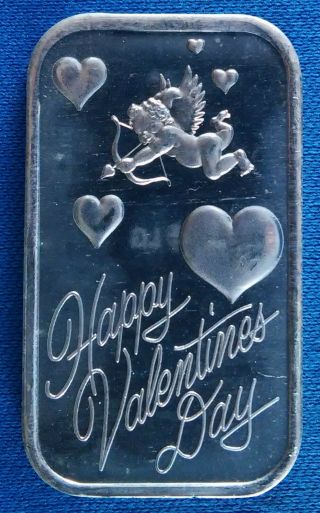 Vintage 1987 Be My Valentine 1 Ounce.  999 Silver Art Bar - Silvertowne