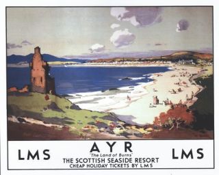 Vintage Lms Ayr Scotland Railway Poster A3/a2/a1 Print