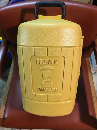 Vintage Coleman Yellow Clamshell Case 3/79 Metal Funnel With Filter