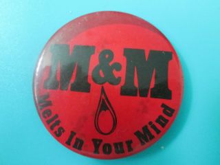Vintage M&M Melts in Your Mind Drug Culture LSD Acid ? Hippie Pinback Button 2