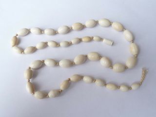 Vintage Bone Oval Bead Necklace - 57.  0 Cm.  Long - Incomplete