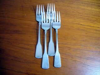 4 Oneida American Colonial Stainless Salad Forks 6 1/2 Flatware Cube Vintage