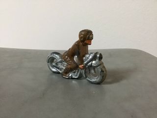 Barclay Manoil Toy Soldier Lead Riding Motorcycle Indian Old Vintage