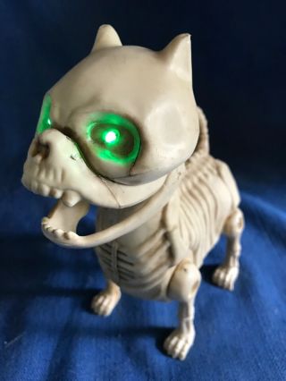 Vintage Barking Light Up Skeleton Bull Dog Puppy W/glowing Eyes Loud Halloween