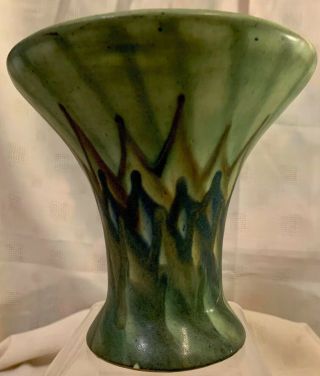 Vintage Midcentury Modern Hand Painted Art Pottery Stylized Vase Signed