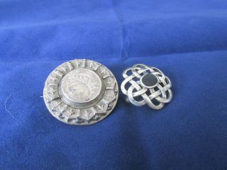 2 Silver Brooches - Celtic & Vintage.  1 X 925,  1 With Sunray Hallmark 11.  67g