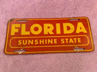 Vintage License Plate Topper Florida Sunshine State Tag Licence 1930s 1940s