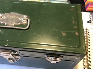 VINTAGE UNION STEEL CHEST USA UTILITY TACKLE TOOL BOX GREEN 14” RARE 6