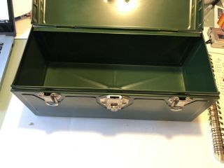 VINTAGE UNION STEEL CHEST USA UTILITY TACKLE TOOL BOX GREEN 14” RARE 7