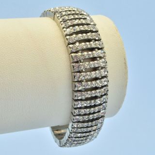 Vintage Bracelet 1940s Art Deco Channel Set Crystal Silvertone Bridal Jewellery
