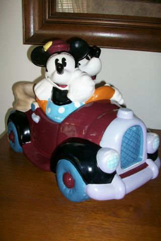 Vintage Disney Treasure Craft Mickey & Minnie In Car Jalopy Cookie Jar 14 1/2 " L