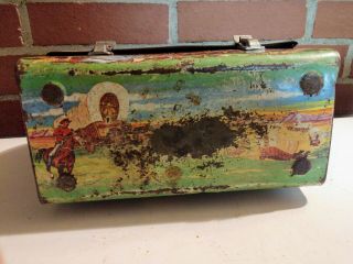 Vintage 1958 Aladdin Chuck Wagon Dome Top Lunch Box With Thermos 7
