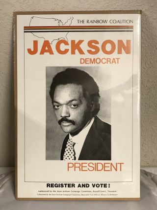 Vintage Rainbow Coalition Jesse Jackson For President Poster