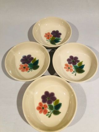 Mcm Vintage Set Of 4 Franciscan Earthenware Floral 7 " Soup Cereal Bowls