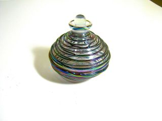 Vintage Iridescent Purple Textured Glass Perfume Bottle W/dauber 4 Inch Tall