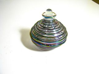 Vintage Iridescent Purple Textured Glass Perfume Bottle w/Dauber 4 inch tall 4